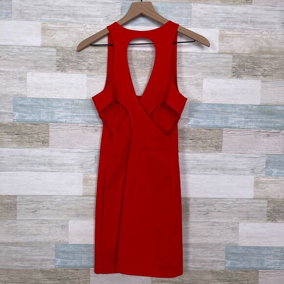 Silence & Noise Seamed Ponte Cut Out Dress Red Urban Outfitters Womens Medium - Picture 3 of 8